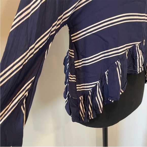 Zara Nautical Striped Ruffled Hem Blouse EUC - Picture 4 of 9